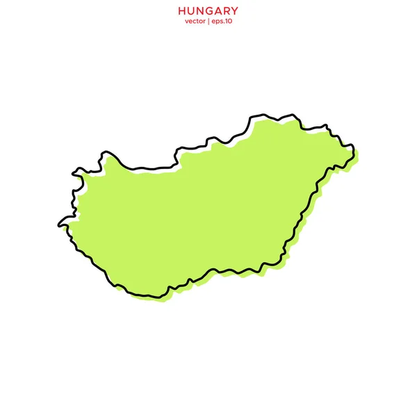 Grüne Karte Von Ungarn Mit Umrissvektor Design Vorlage Essbarer Schlaganfall — Stockvektor