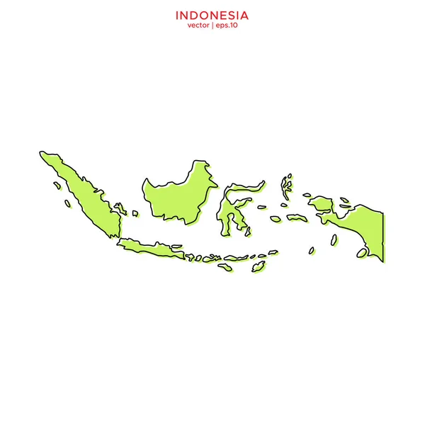 Green Map Indonesia Outline Vector Design Template Upravitelný Tah — Stockový vektor