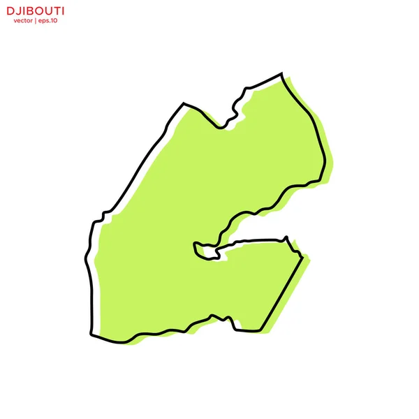 Green Map Djibouti Outline Vector Design Template Editable Stroke — Stock Vector