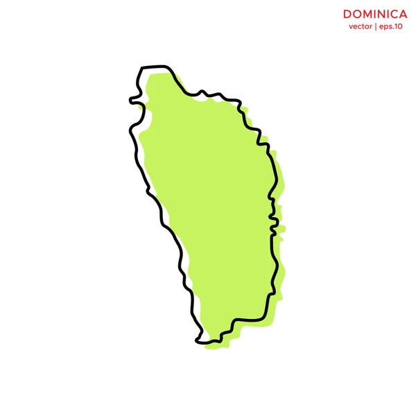 ドミニカの緑の地図ベクトルデザインテンプレート付き 編集可能なストローク — ストックベクタ