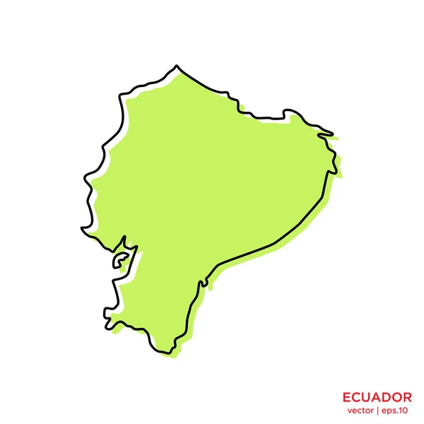Green Map Ecuador Outline Vector Design Template 수있는 뇌졸중 — 스톡 벡터