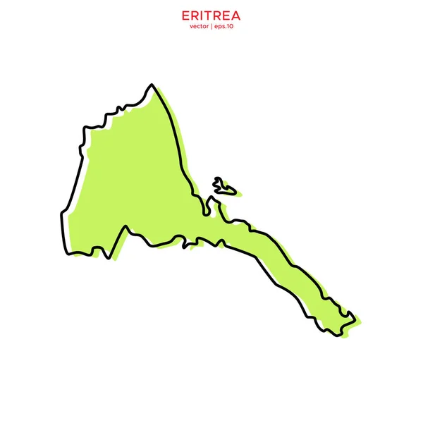Groene Kaart Van Eritrea Met Een Overzicht Van Het Vectorontwerp — Stockvector