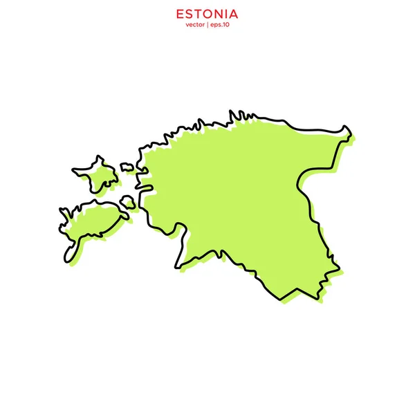 Mapa Verde Estonia Con Esquema Plantilla Diseño Vectorial Carrera Editable — Vector de stock