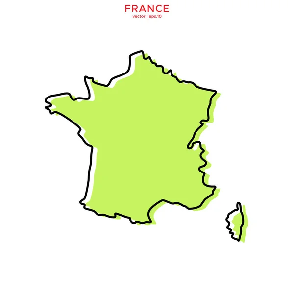 Mappa Verde Della Francia Con Outline Vector Design Template Colpo — Vettoriale Stock