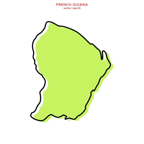 Mapa Verde Guayana Francesa Con Esquema Vector Plantilla Diseño Carrera — Vector de stock