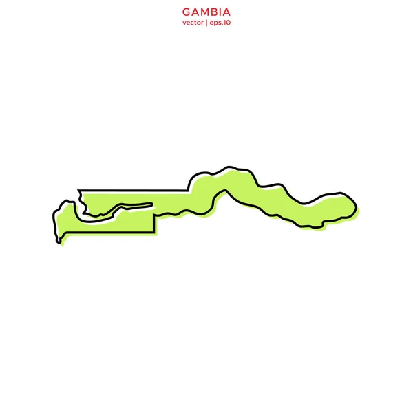 Green Map Gambia Outline Vector Design Template Видатні Інсульти — стоковий вектор