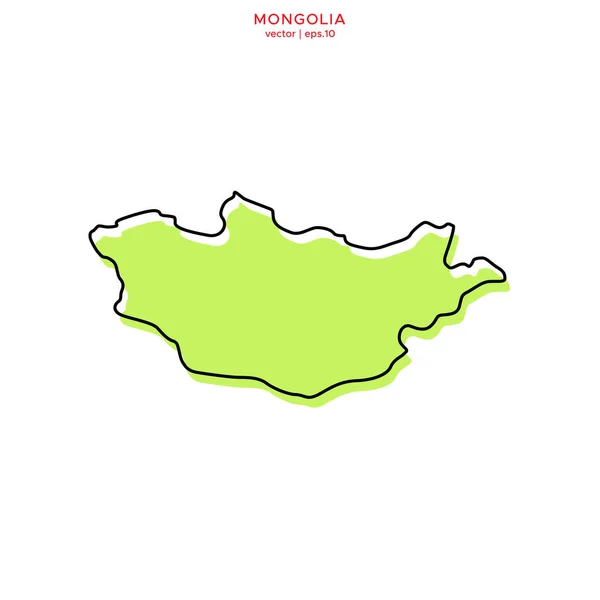 Green Map Mongolia Outline Vector Design Template Upravitelný Tah — Stockový vektor