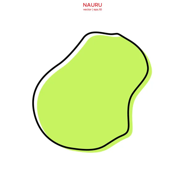 Mappa Verde Nauru Con Outline Vector Design Template Colpo Modificabile — Vettoriale Stock