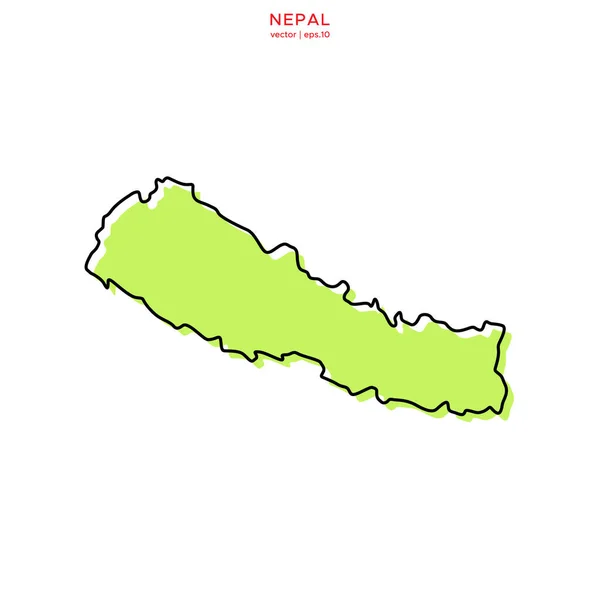 概要ベクトルデザインテンプレートでネパールのグリーンマップ 編集可能なストローク — ストックベクタ