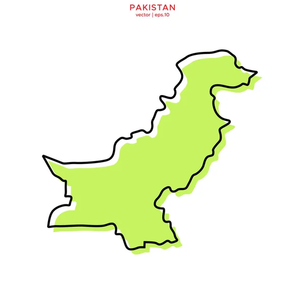 Green Map Pakistan Outline Vector Design Template Editable Stroke — Stock Vector