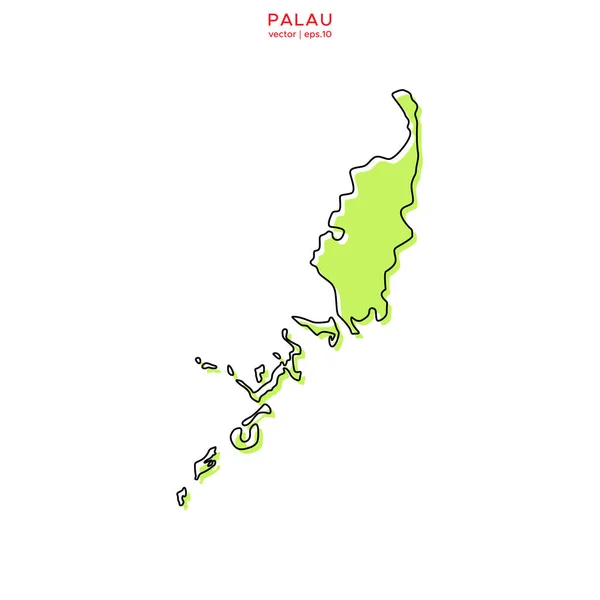 Mapa Verde Palau Com Esboço Vector Design Template Curso Editável —  Vetores de Stock