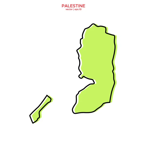 Groene Kaart Van Palestina Met Een Overzicht Van Vectorontwerp Bewerkbare — Stockvector