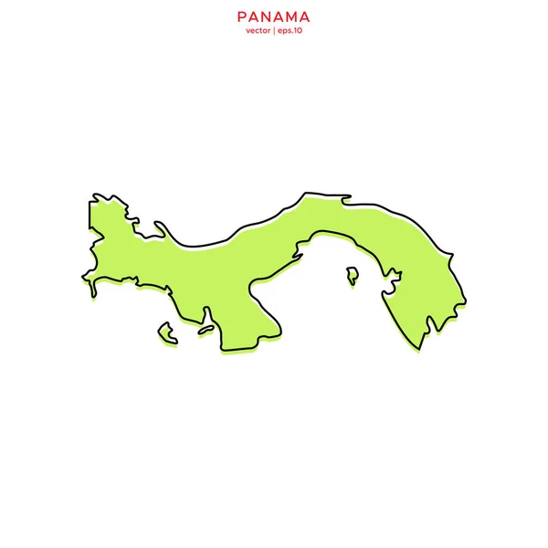 Mapa Verde Panamá Con Esquema Plantilla Diseño Vectorial Carrera Editable — Vector de stock