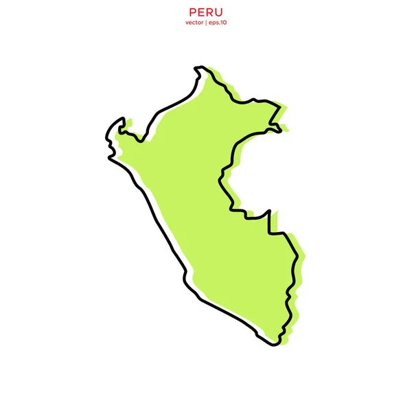 Taslak Vektör Tasarım Şablonlu Yeşil Peru Haritası Düzenlenebilir Vuruş — Stok Vektör