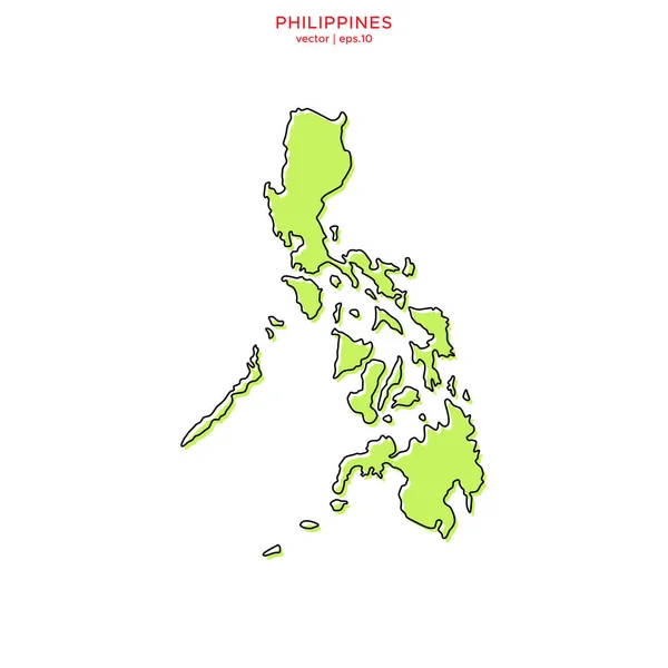 Зелена Карта Філіппін Шаблоном Контурного Векторного Дизайну Відредагований Інсульт — стоковий вектор