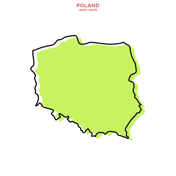 Green Map Poland Outline Vector Design Template Видатні Інсульти — стоковий вектор