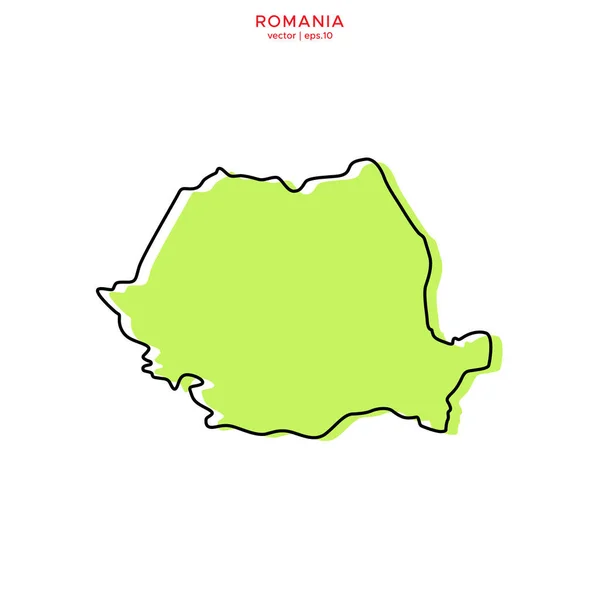 ルーマニアのグリーンマップ概要ベクトルデザインテンプレート付き 編集可能なストローク — ストックベクタ