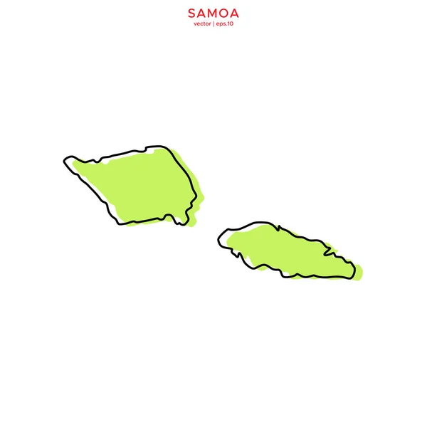 Mapa Verde Samoa Con Esquema Plantilla Diseño Vectorial Carrera Editable — Vector de stock