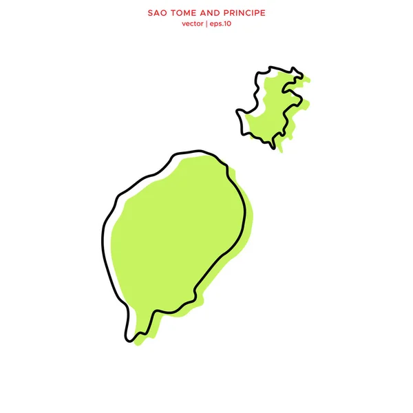 Mapa Verde São Tomé Príncipe Com Modelo Design Vetor Esboço — Vetor de Stock