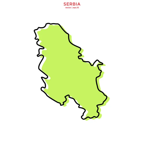 Mappa Verde Della Serbia Con Outline Vector Design Template Colpo — Vettoriale Stock