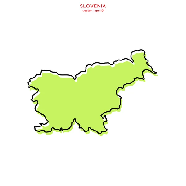 斯洛文尼亚的绿色地图 带有草图向量设计模板 可编辑的中风 — 图库矢量图片