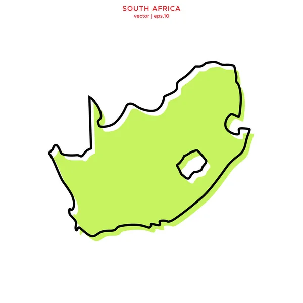 Groene Kaart Van Zuid Afrika Met Contouren Vector Design Template — Stockvector