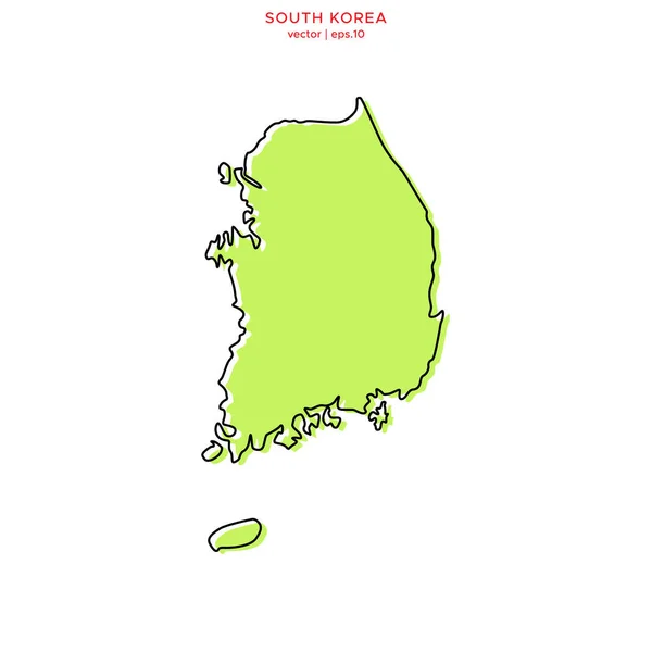 Green Map South Korea Outline Vector Design Template Upravitelný Tah — Stockový vektor