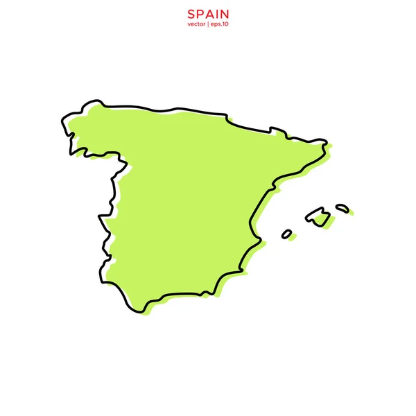 Green Map Spain Outline Vector Design Template 수있는 뇌졸중 — 스톡 벡터