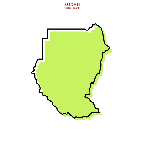 Green Map Sudan Outline Vector Design Template Upravitelný Tah — Stockový vektor