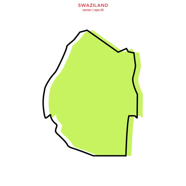 概要ベクトルデザインテンプレート付きスワジランドの緑の地図 編集可能なストローク — ストックベクタ
