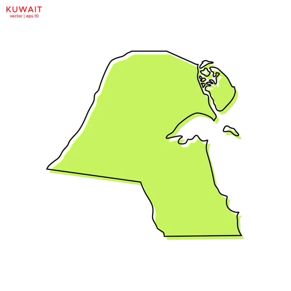 Zielona Mapa Kuwejtu Szablonem Projektu Wektora Zarysu Edytowalny Skok — Wektor stockowy