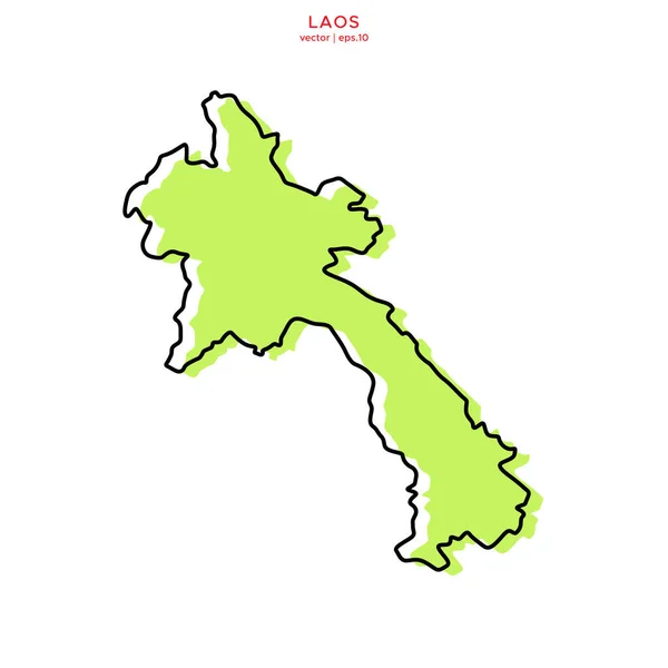 ラオスの緑の地図ベクトルデザインテンプレート付き 編集可能なストローク — ストックベクタ