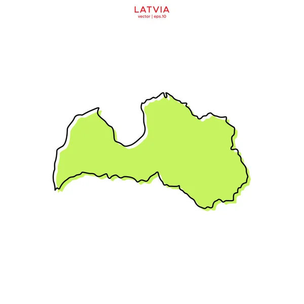 Mappa Verde Della Lettonia Con Outline Vector Design Template Colpo — Vettoriale Stock