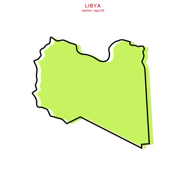 Groene Kaart Van Libië Met Een Overzicht Van Het Vectorontwerp — Stockvector