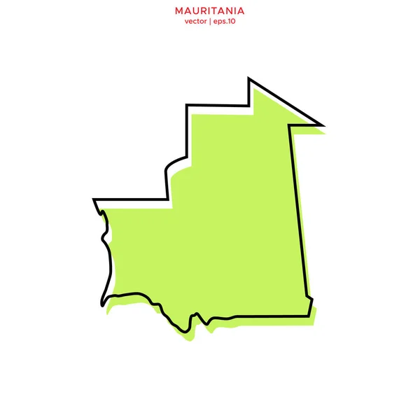 Πράσινος Χάρτης Της Μαυριτανίας Πρότυπο Σχεδίασης Περιγράμματος Διανυσμάτων Επεξεργάσιμο Εγκεφαλικό — Διανυσματικό Αρχείο