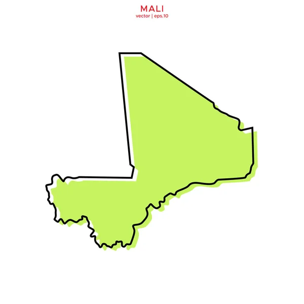 Grüne Karte Von Mali Mit Umrissvektordesign Vorlage Essbarer Schlaganfall — Stockvektor