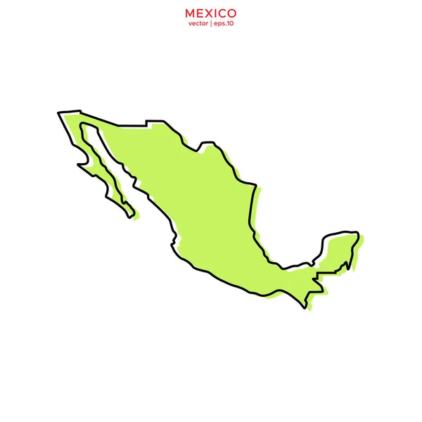 Mapa Verde México Con Esquema Plantilla Diseño Vectorial Carrera Editable — Vector de stock
