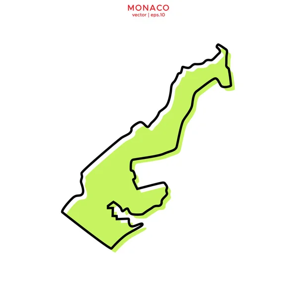 Mappa Verde Monaco Con Outline Vector Design Template Colpo Modificabile — Vettoriale Stock