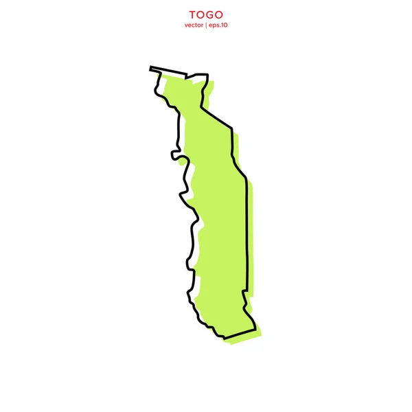 Mapa Verde Togo Com Esboço Vector Design Template Curso Editável — Vetor de Stock