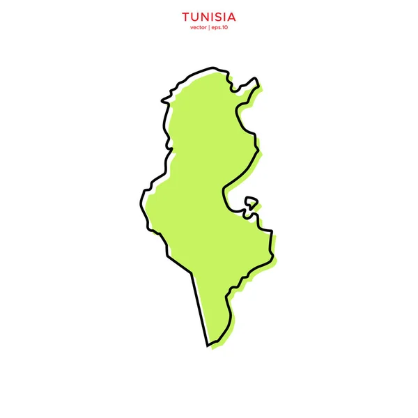 概要ベクトルデザインテンプレート付きチュニジアのグリーンマップ 編集可能なストローク — ストックベクタ