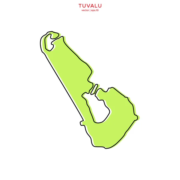 Mapa Verde Tuvalu Con Esquema Plantilla Diseño Vectorial Carrera Editable — Archivo Imágenes Vectoriales