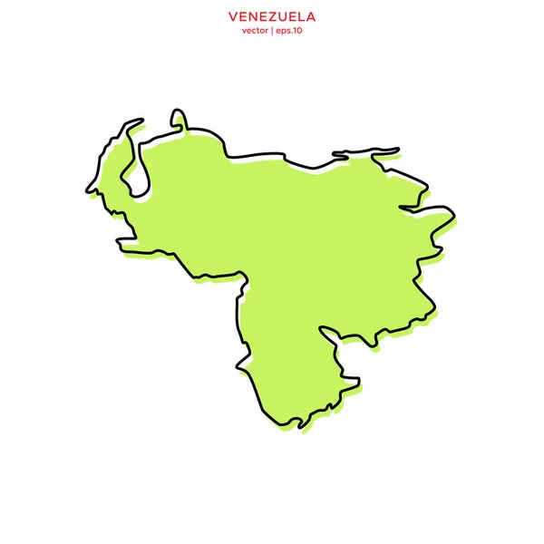 Grüne Karte Von Venezuela Mit Umrissvektordesign Vorlage Essbarer Schlaganfall — Stockvektor
