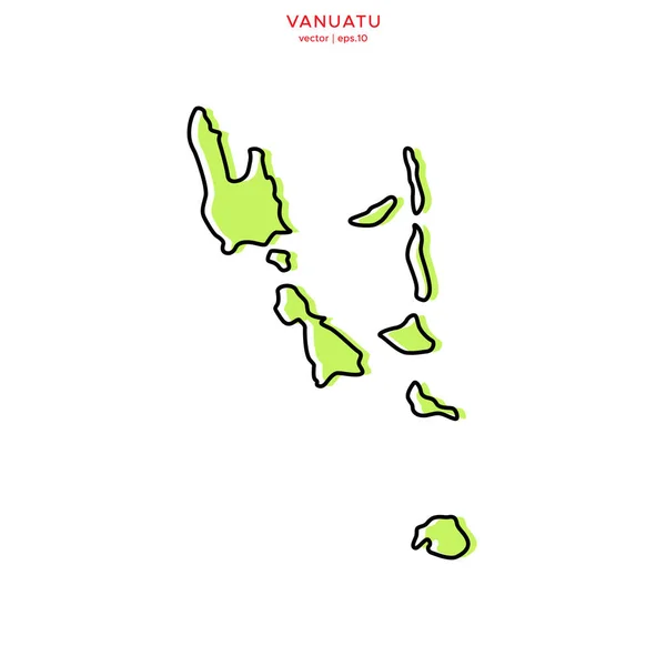 Carte Verte Vanuatu Avec Modèle Conception Vectorielle Contour Avc Modifiable — Image vectorielle