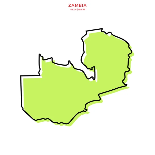 アウトラインベクトルデザインテンプレートでザンビアの緑の地図 編集可能なストローク — ストックベクタ