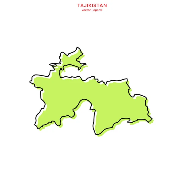 Mapa Verde Tajiquistão Com Modelo Desenho Vetor Esboço Curso Editável —  Vetores de Stock