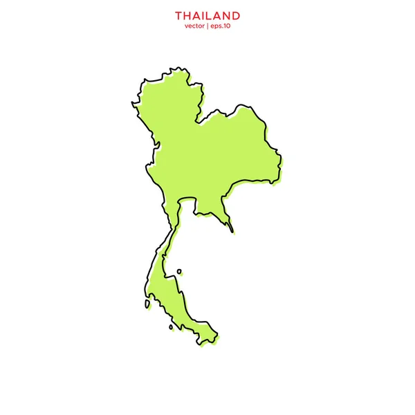 Green Map Thailand Outline Vector Design Template Editable Stroke — Stock Vector