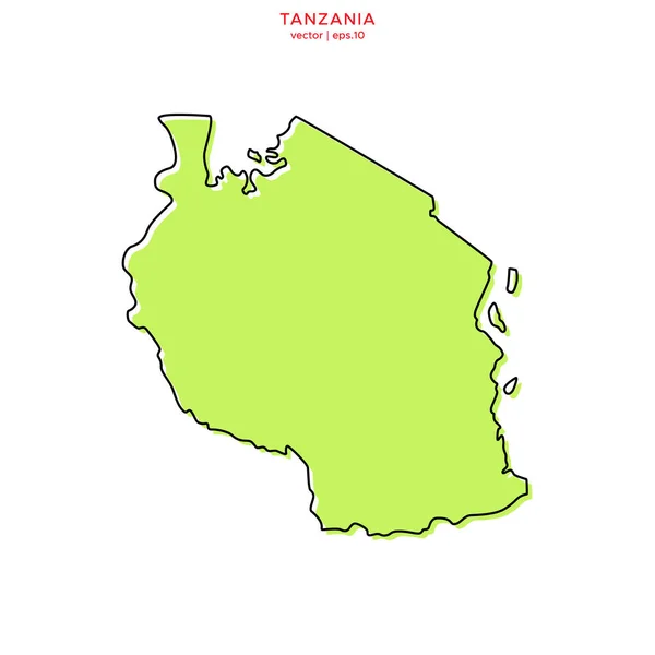 アウトラインベクトルデザインテンプレートでタンザニアの緑の地図 編集可能なストローク — ストックベクタ