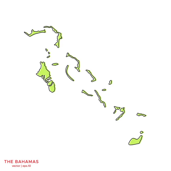 Green Map Bahamas Outline Plantilla Diseño Vectorial Carrera Editable — Vector de stock