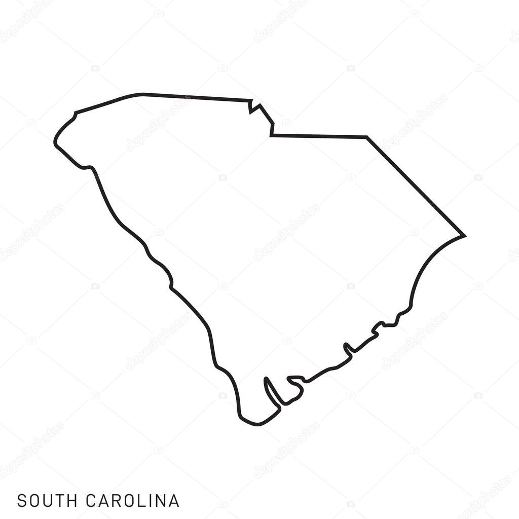 South Carolina Map Vector Outline Design Template. Editable Stroke.