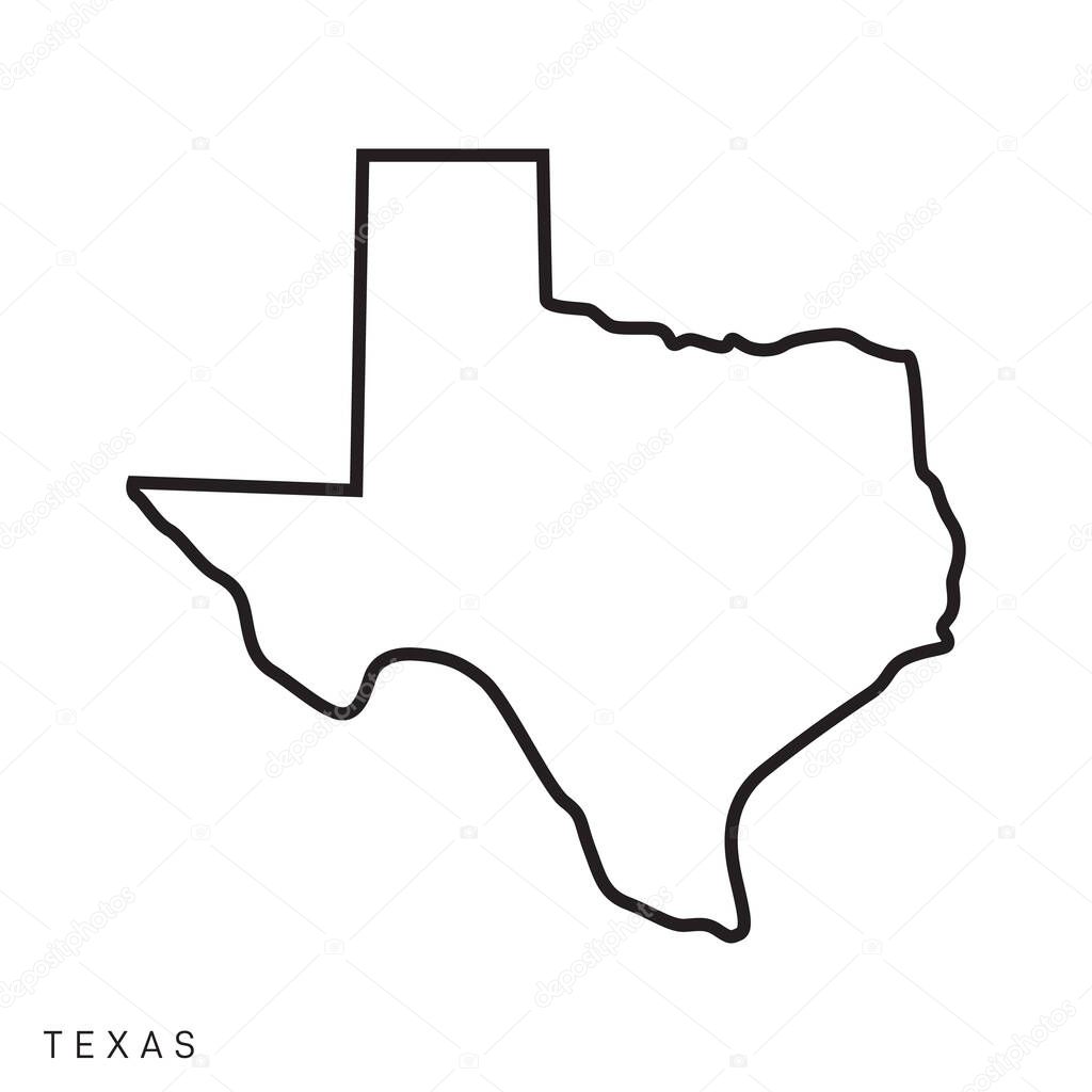 Texas Map Vector Outline Design Template. Editable Stroke.